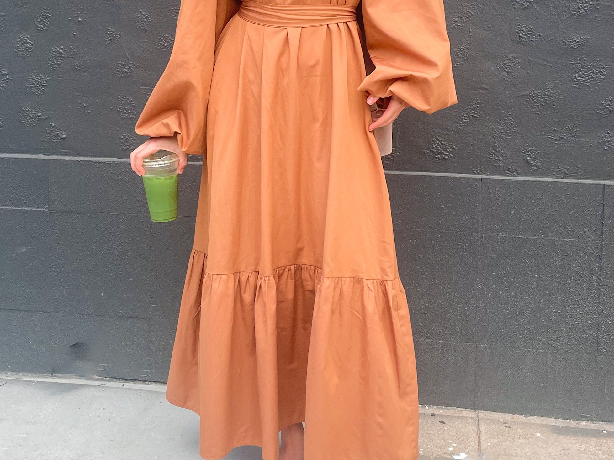 Burnt Orange Balloon Sleeve Maxi Dress Maleve Official Burnt Orange Balloon Sleeve Maxi Dress Maleve Official